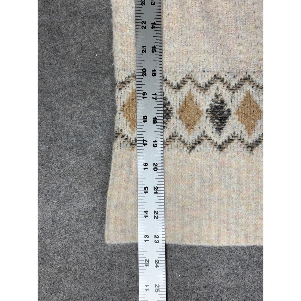 Artelier Nicole Miller Womens Cream Fair Isle Diamond Turtleneck Sweater Size‎ M - Picture 6 of 8
